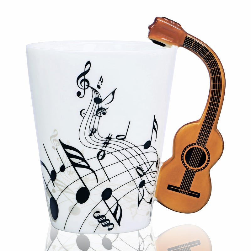 LanHong Guitar Mug Guitar Coffee Mug Gift for Guitar Players Musician - 13.5 oz Guitar Cup Gifts for Music Lovers - Music Coffee Mugs Birthday Christmas Gifts for Men Women (Acoustic) - Image 1